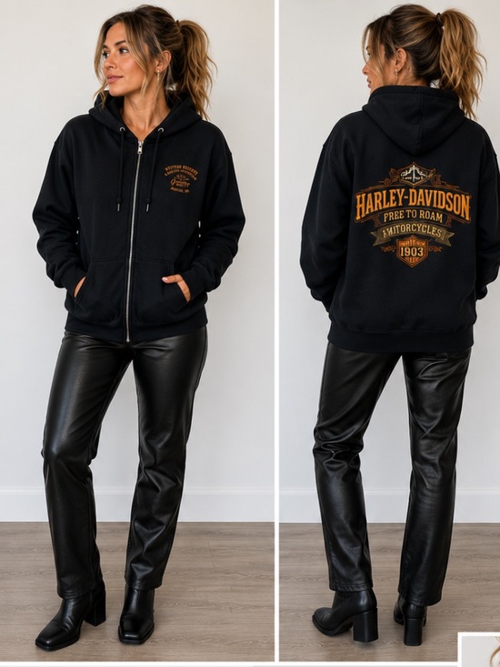 Harley-Davidson Tops - Harley-Davidson Western Reserve Mentor OH Full Zip Hoodie Black Large